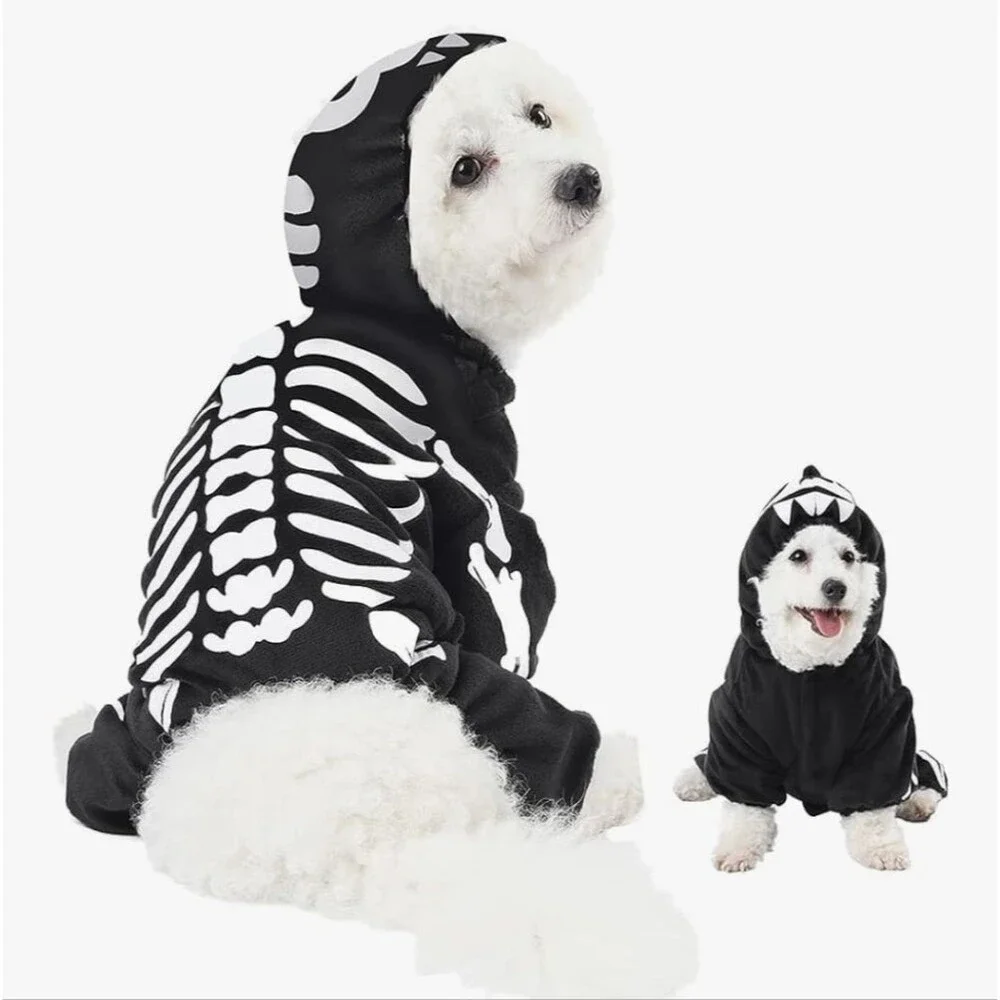 NWOT Spooktacular Creations Black & White Skeleton Pet Costume Size Large